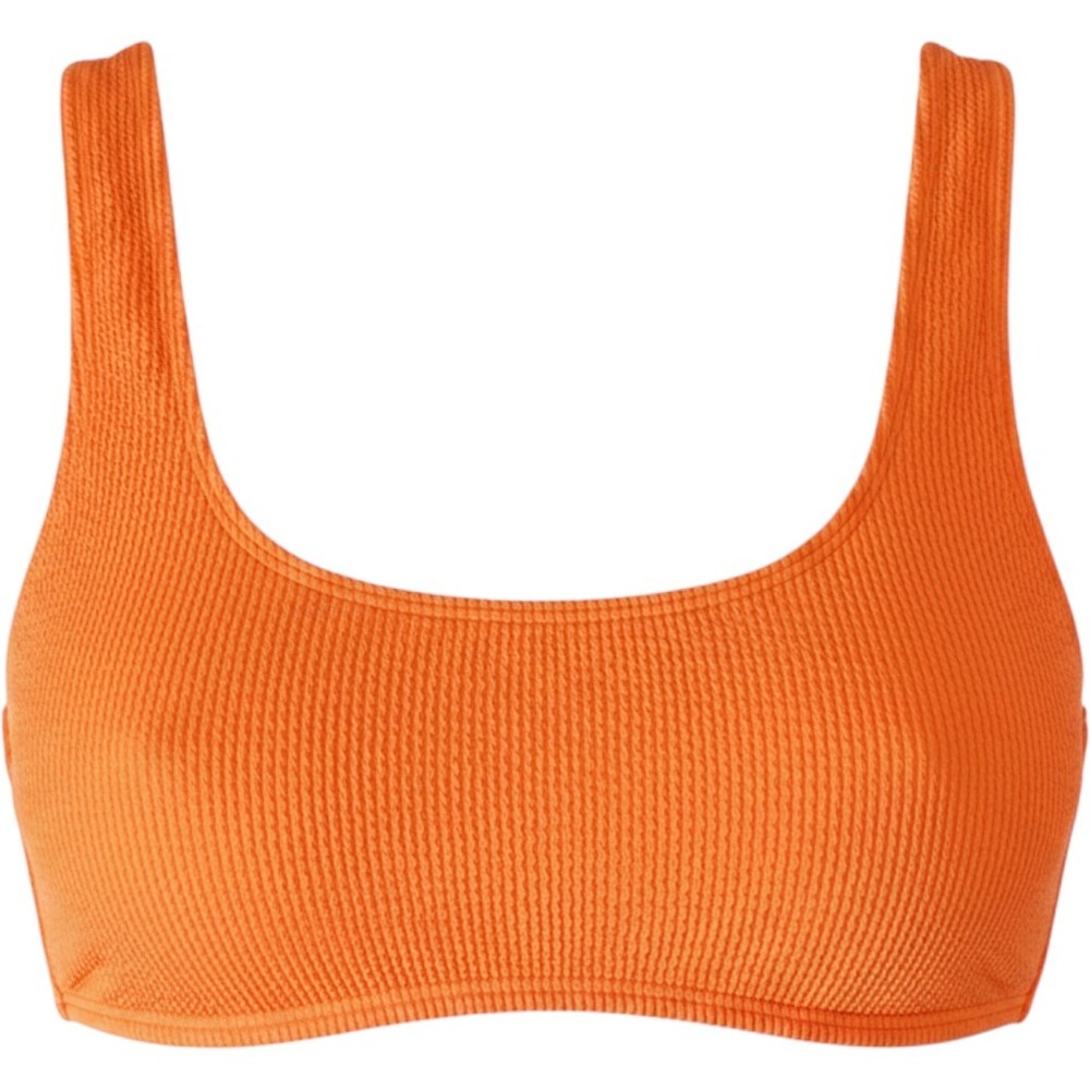 Hurley Bikini Top Women Large Orange NWOT Crinkle Textured Scoop Neck - Picture 1 of 12